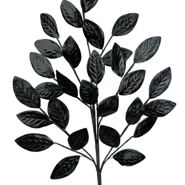 30" Black Metallic Leaves Spray 57257BK for wholesale by Trendy tree