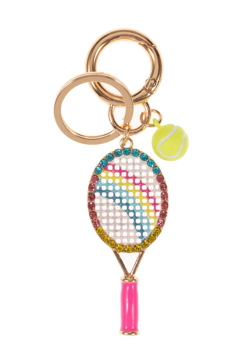 Verita Lane – Engroshandel Nøglering - Dame – Sports Tennis Ketcher Emalje m. Rhinestones Nøglering Nøglering0