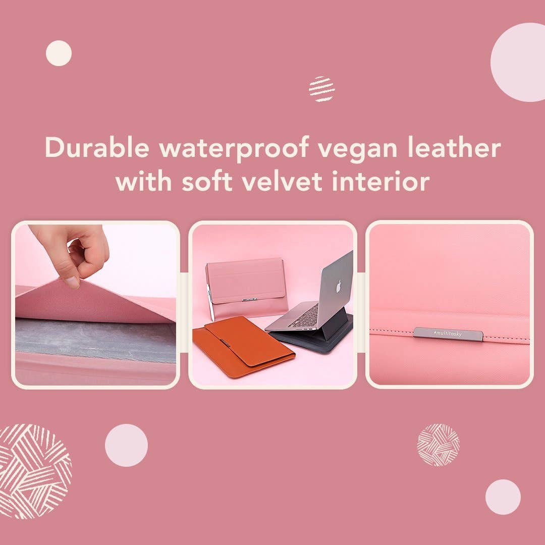 Multitasky - Wholesale Laptop/Tablet Case - Women's - Transformable Vegan Leather Laptop Bag Set (Laptop Stand)4