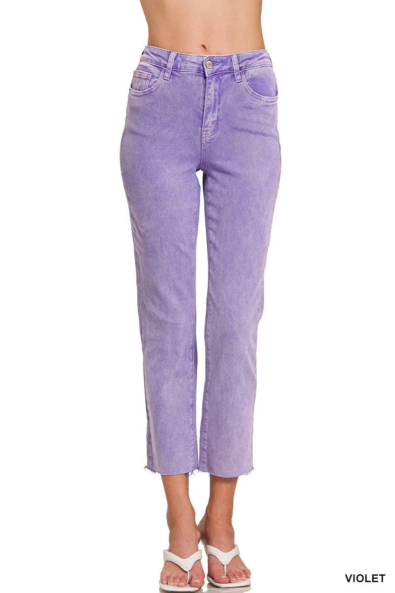 42POPS – wholesale Jeans - Dam – SI-26532 Syra Tvättade Högmidjade Croppade Raka Byxor27