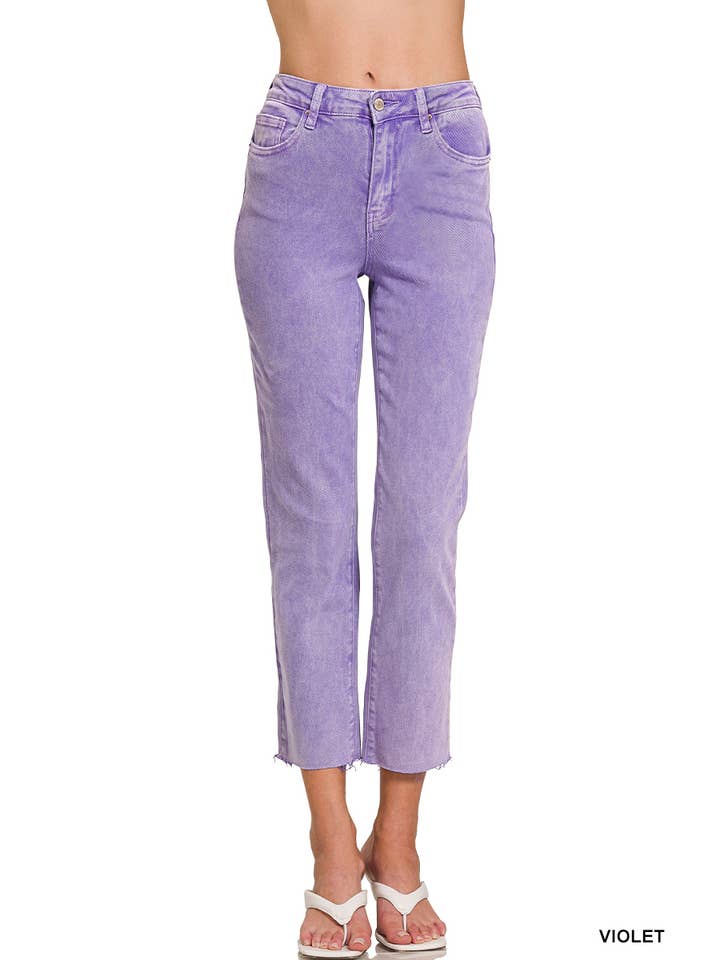 42POPS - Wholesale Jeans - Women's - ..._ SI-26532 Acid Washed High Waist Cropped Straight Pants13