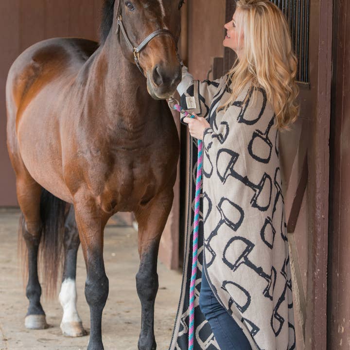 In2Green - Wholesale Throw Blanket - Reversible Sustainable Knit Equestrian Throw Blanket - Bits3