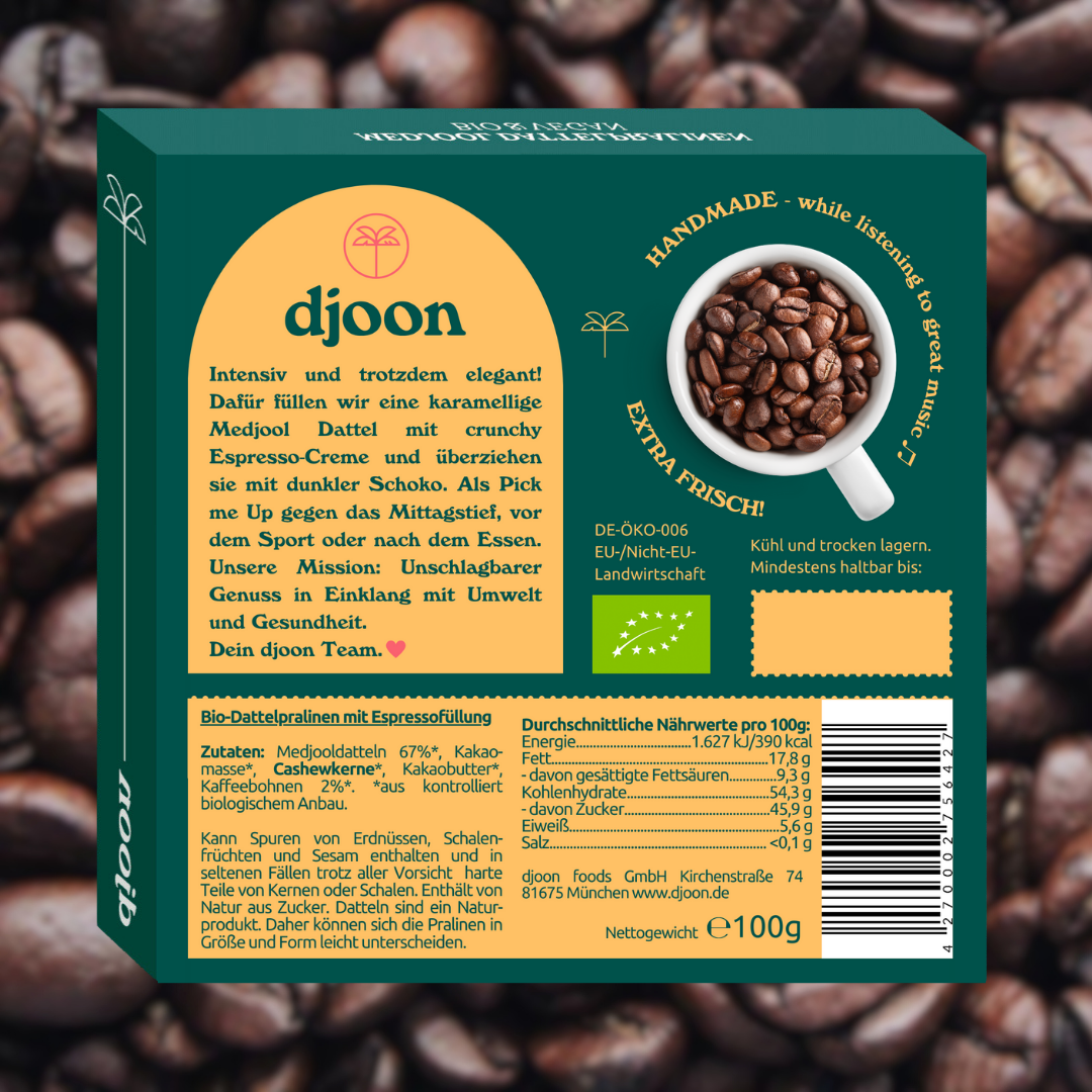 djoon - Wholesale Chocolate Covered Sweets - Date Pralines: Espresso Crunch (Organic)6