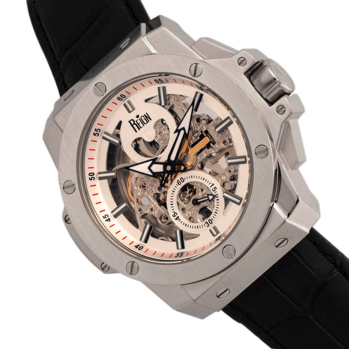 Reign - Wholesale Wrist watch – Men's - Reign Commodus Automatic Leather-Band Skeleton Watch1