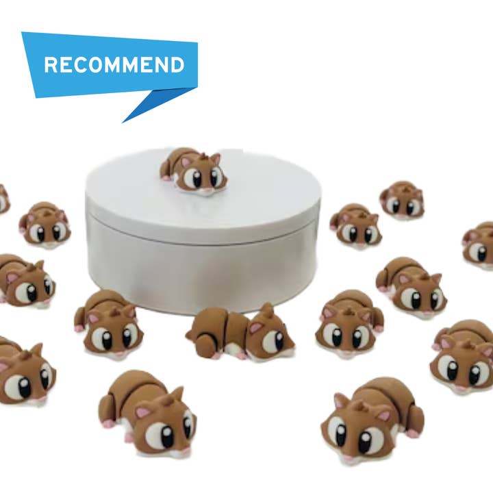 Flexi Hamster Fidget Legetøj | 3D-printet Nøgleringsfigur for engroshandel hos Modern Wood Cases