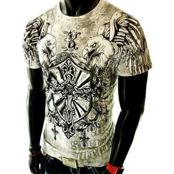 Vintage-T-Shirt mit Punk-Weißkopfseeadler-Print für Herren für den Großhandel von Tourtiwi