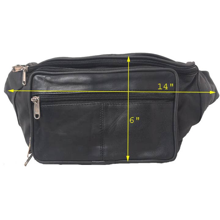Sort Ægte lammeskind læder Jumbo Fanny taske #3099 for engroshandel på Faire