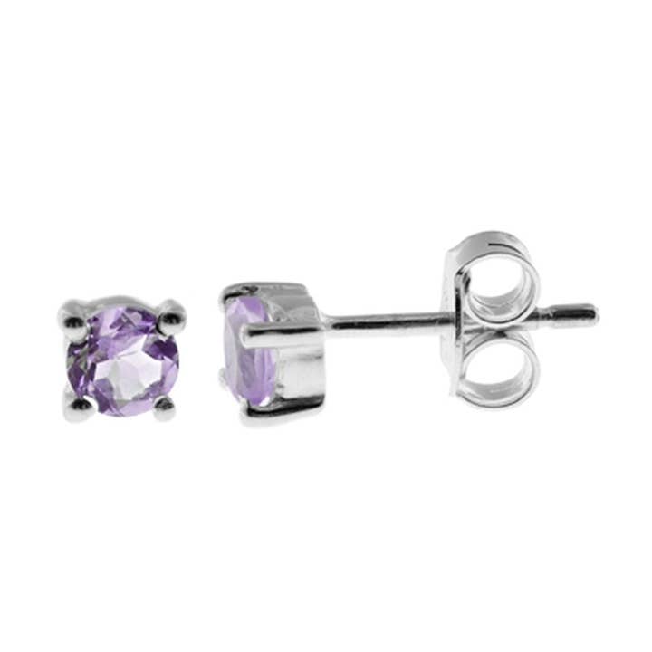Kara round faceted amethyst studs for wholesale by Kali Ma Designs - Sterling Silver Jewellery