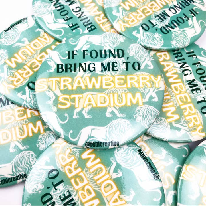 *Bring Me - Strawberry Stadium Lions - Game Day Button for wholesale by REBL Creative
