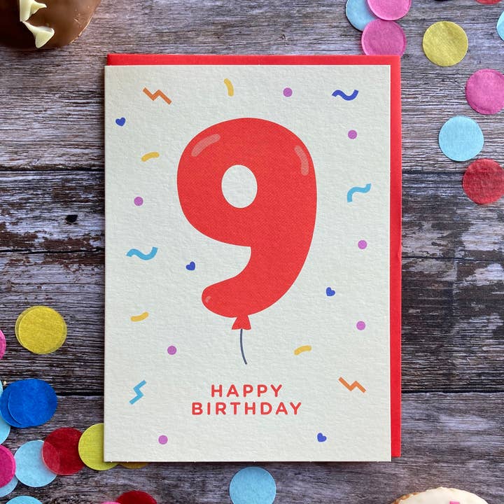 Tiny & Terrific - Age 9 Birthday Card Balloon for wholesale by Heyyy Ltd