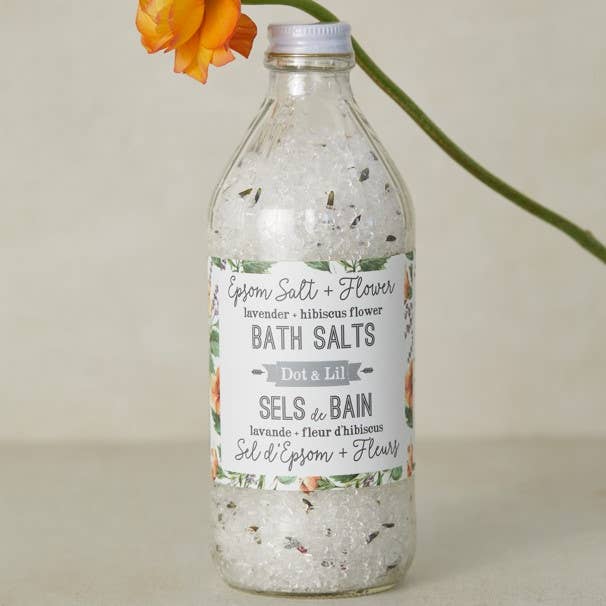 Sel de bain lavande et hibiscus pour la vente par Dot & Lil