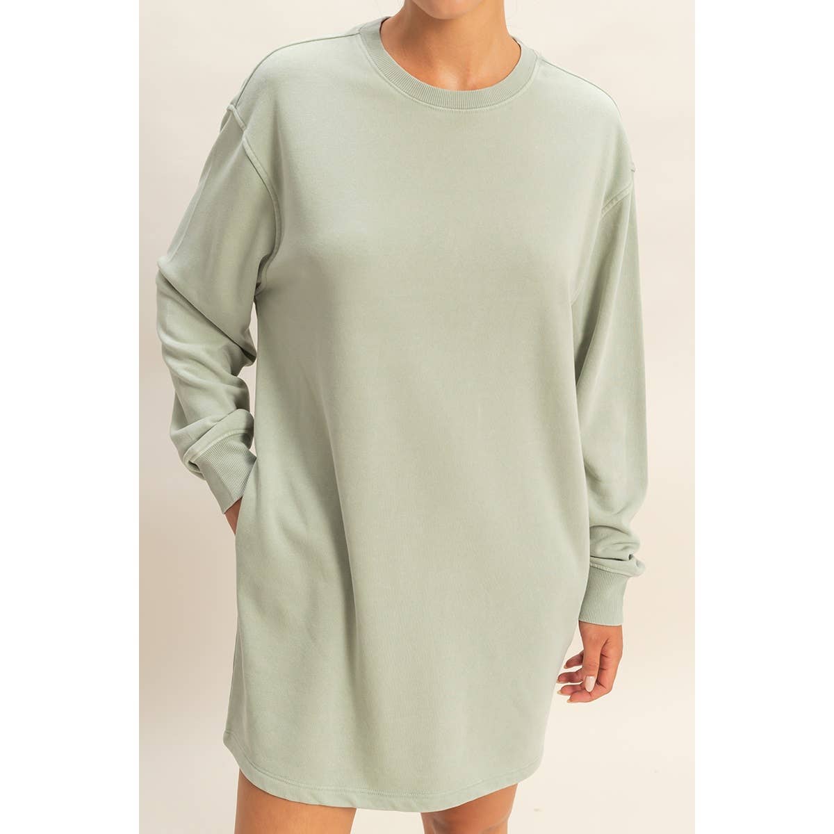 Double Zero - Venta al por mayor Vestido - Mujer - Vestido sudadera mini de gran tamaño lavado mineral20