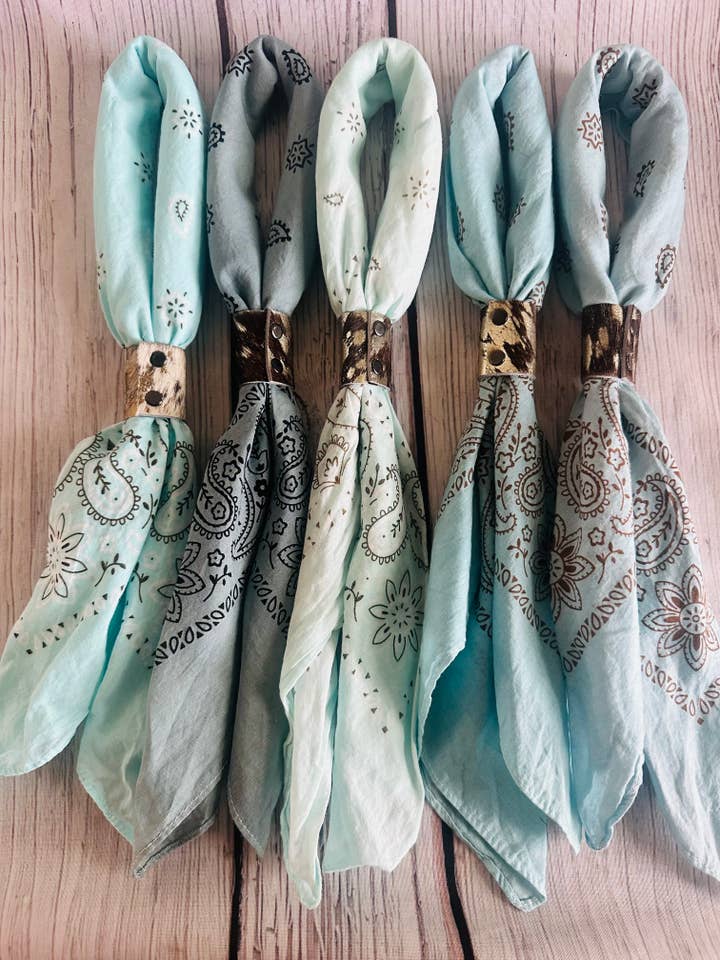 Cowboy Blue Hand Dyed Bandanas With Leather Slides for wholesale by Boots Are My Roots