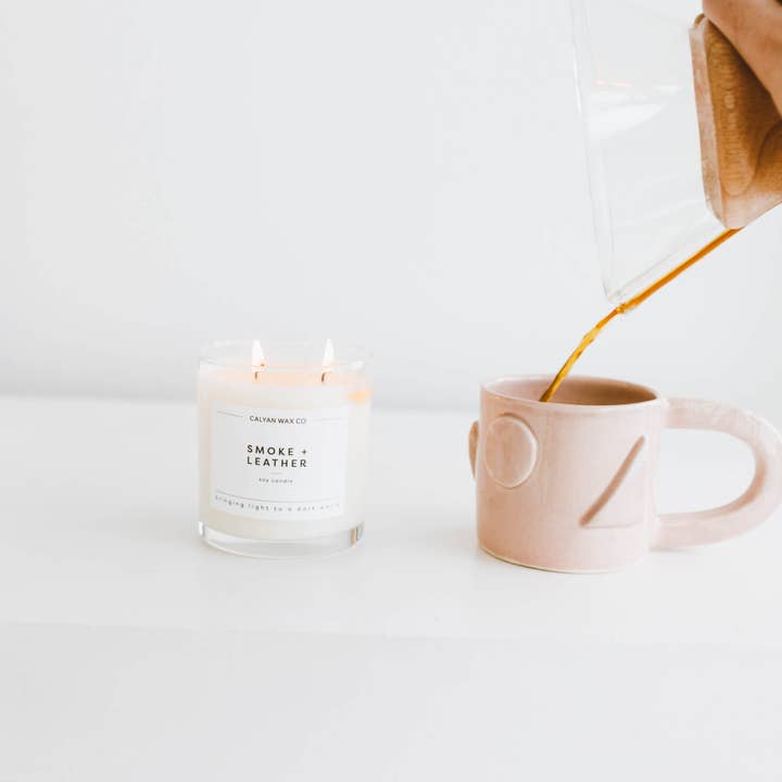 Calyan Wax Co. - Wholesale Jar/Filled Candle - Smoke + Leather - Glass Tumbler Soy Candle3