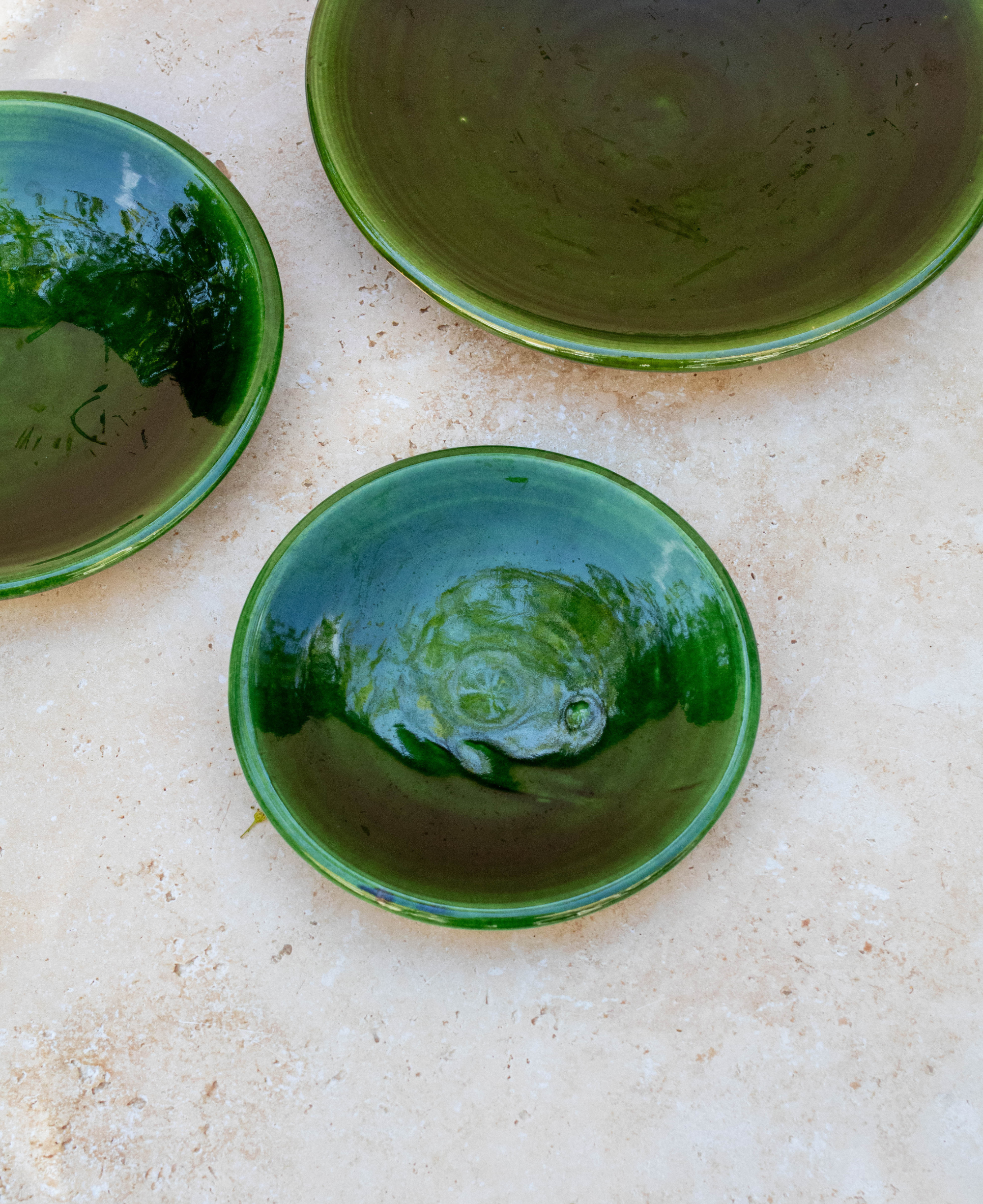 Maison Berber - Wholesale Salad Plate - Tazekka Green Moroccan Ceramic Plate - 3 Sizes3