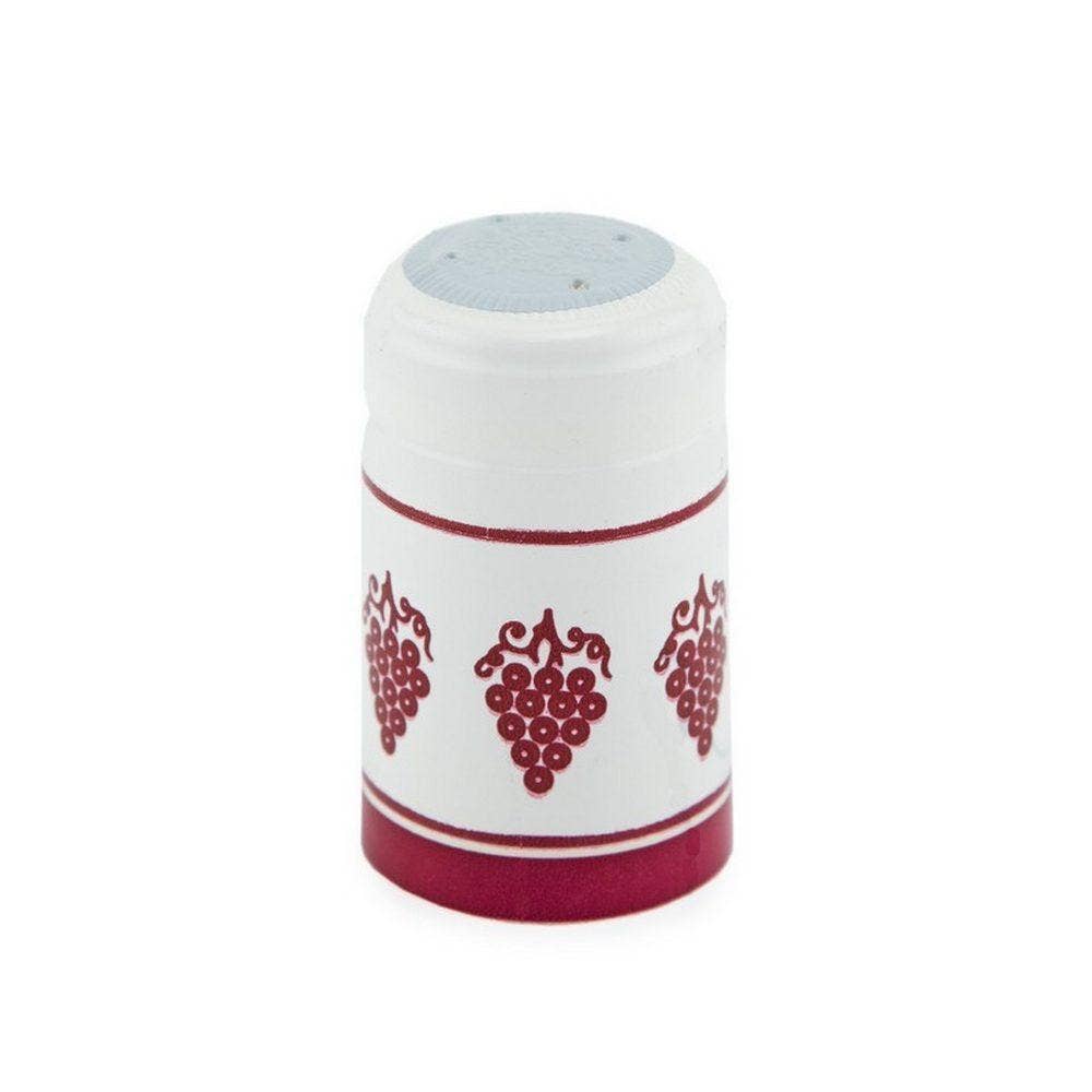 ABC Crafted Series - Vendita all'ingrosso Tappi per vino - Tappo termoretraibile a guscio d'uovo bianco con uva rossa, 100 per confezione (30,5 mm x 55 mm) *0