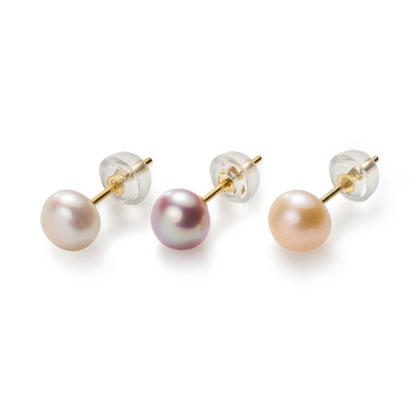 Perimade & Co. LLC - Wholesale Stud/Post Earrings - White Pink Purple Pearl Stud Earrings in 925 Sterling Silver24