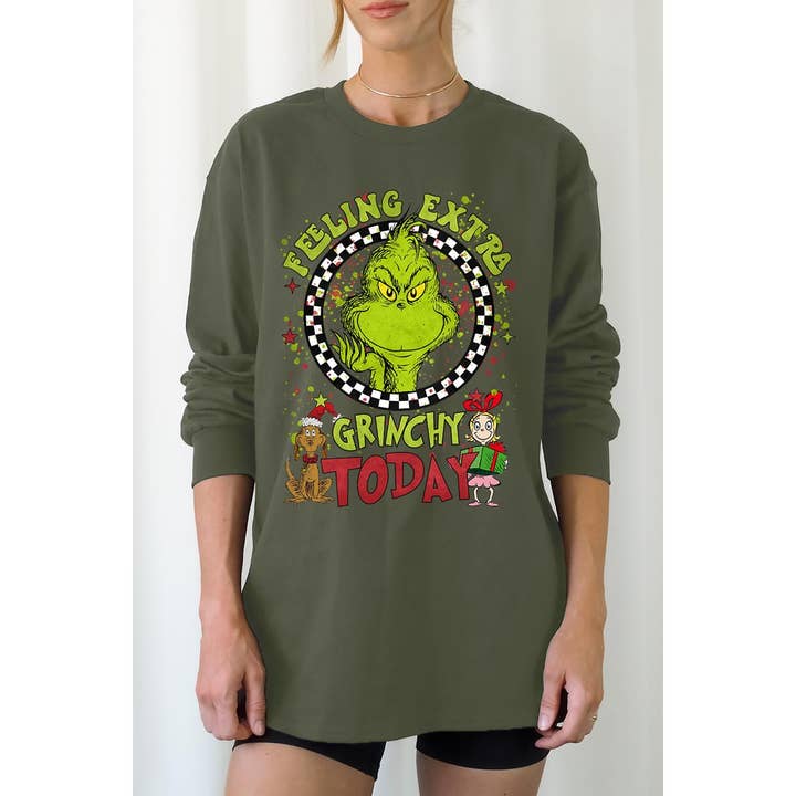 COLORBEAR - Wholesale Graphic Sweatshirt - Women's - FEELING EXTRA GRICHY TODAY,CHRISTMAS,GRINCHMAS UNISEX RIB