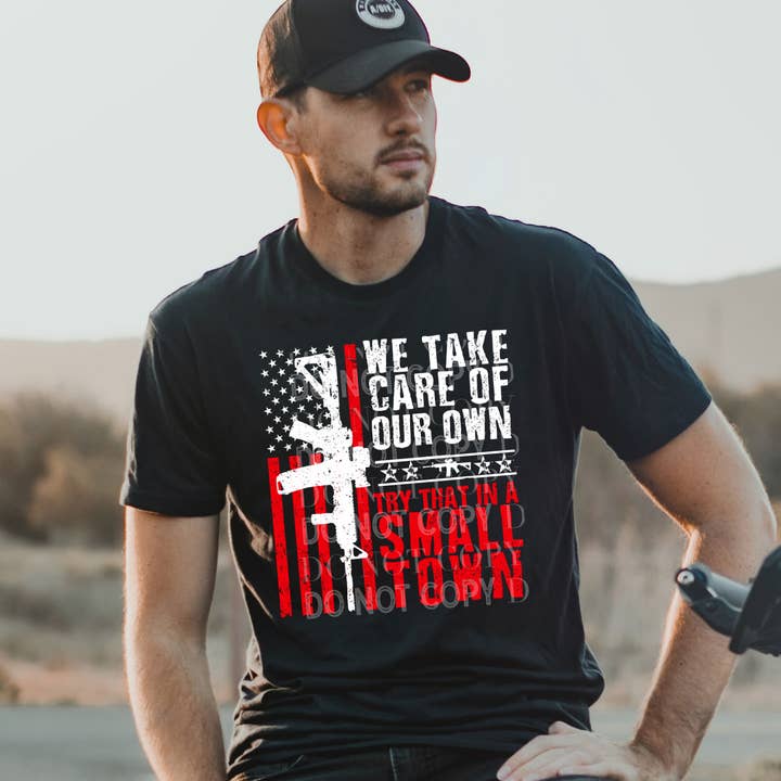 Cash & Drix Wholesale - Vente T-shirt à imprimés – homme - Nous prenons soin des nôtres, essayez ça dans une petite ville0