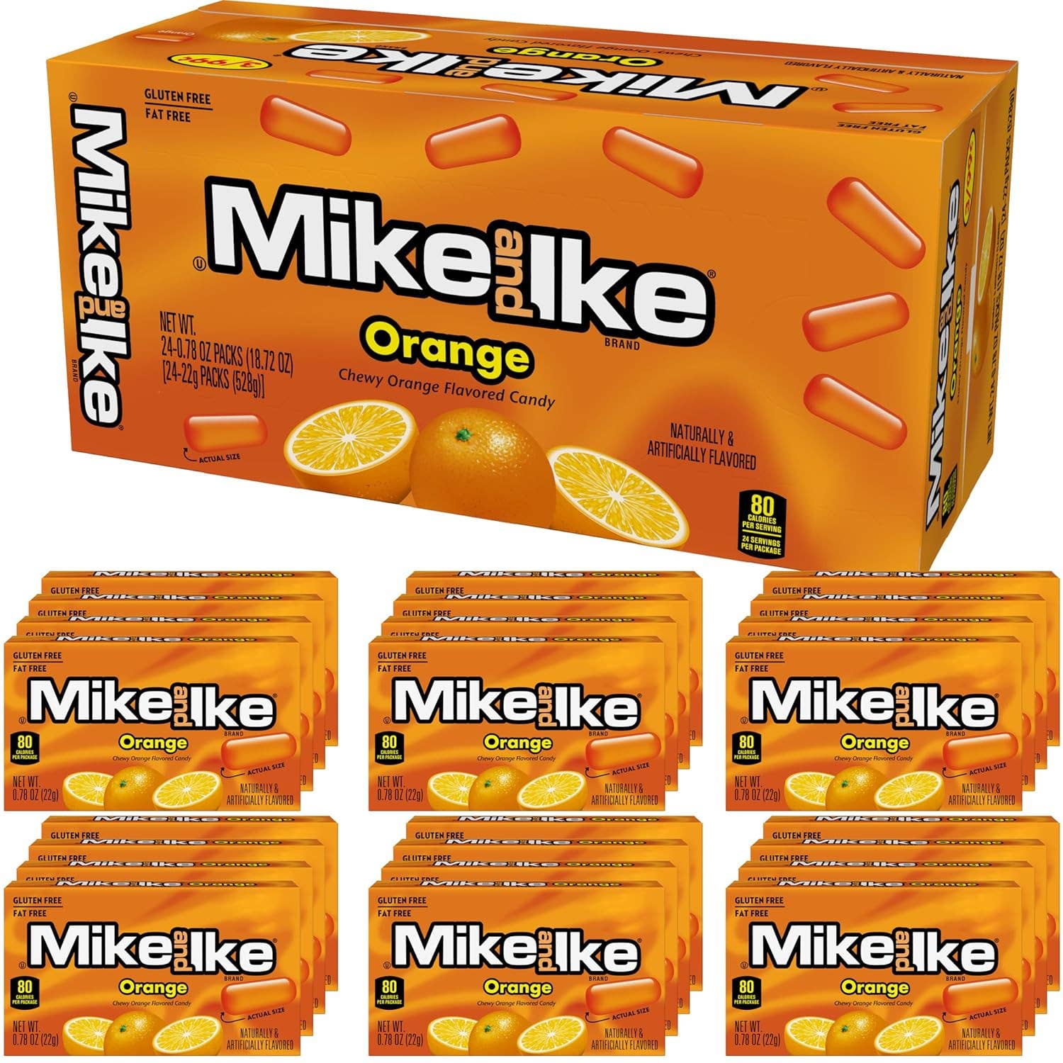 Snacky Candy - Wholesale Gummy - Mike & Ike Orange 0.78oz 24 packs