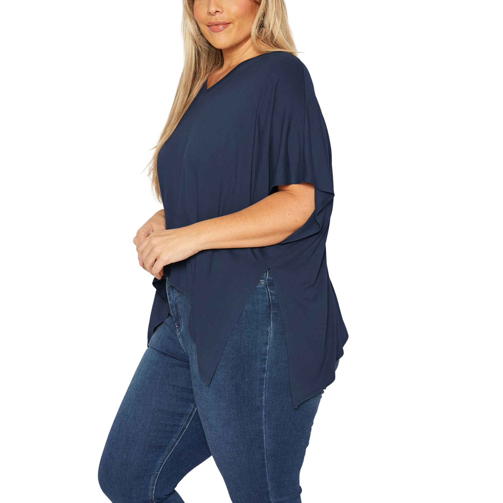 Robin K – wholesale Tunic – Women’s – Bellatrix Plus Basic V-Neck Poncho Styled Tunic4