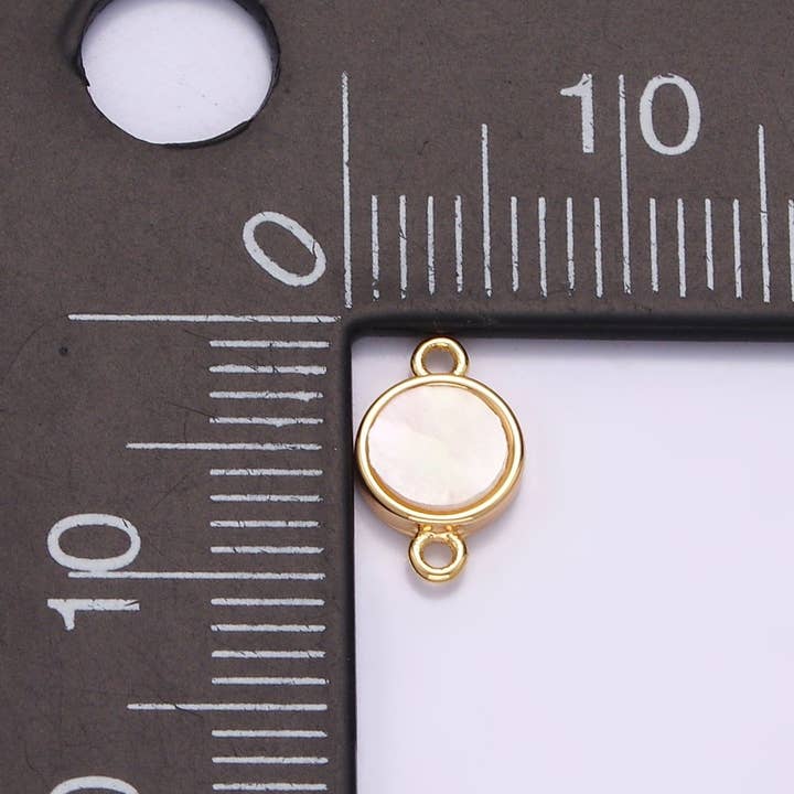 Aim Eternal - Wholesale Individual Charm/Pendant - Gold Filled 6mm Shell Pearl Round Mini Minimalist Bezel Connector G-6971