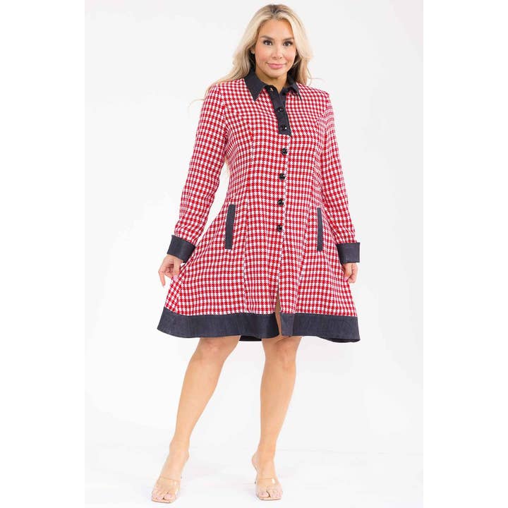 Plus Size A-lijn Jasjurk met Knopen aan de Voorkant voor wholesale door omgstyles