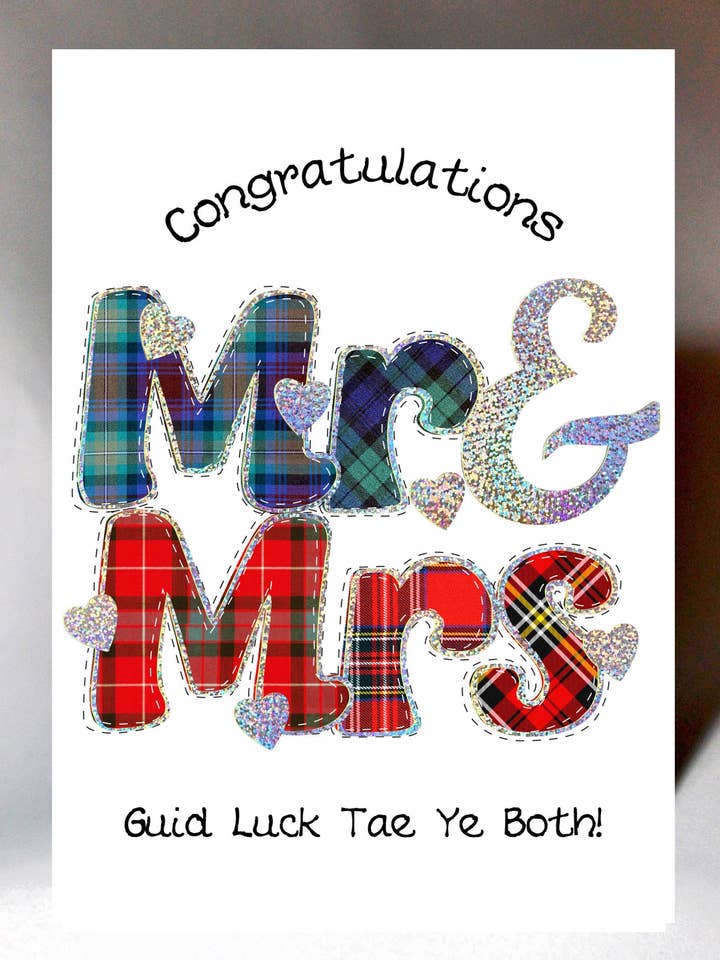 Scottish Mr & Mrs Wedding Card for wholesale by Wee Wishes