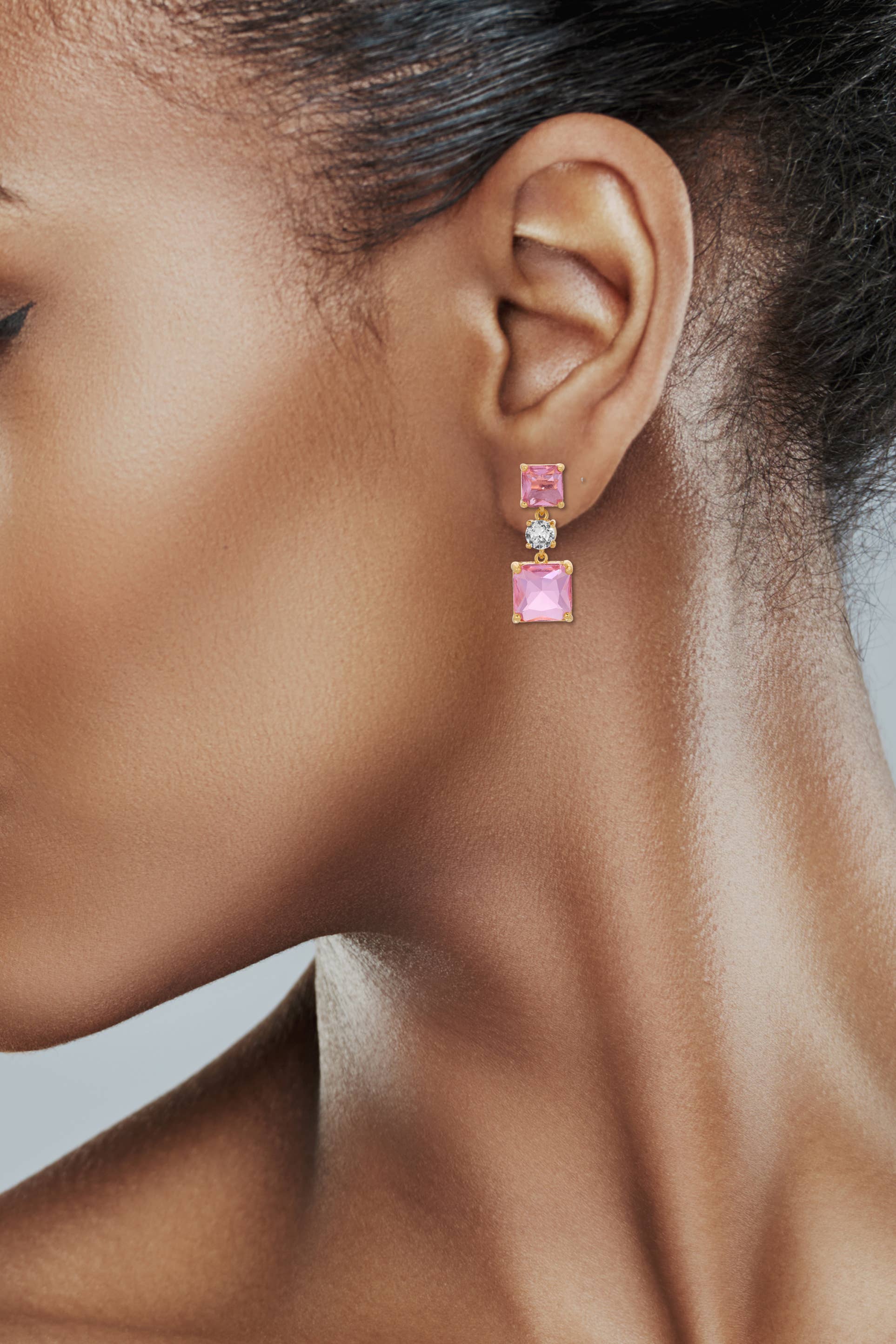 Eye Candy Los Angeles - Wholesale Dangle Earrings - Ariana Pink Cubic Zirconia Earring1