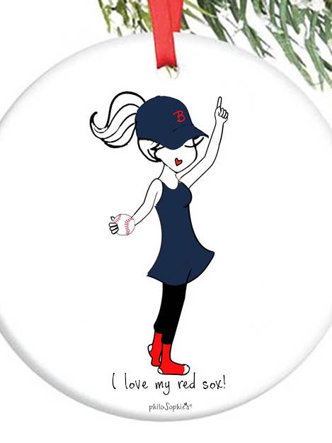 Boston - I love my red sox Christmas ornament for wholesale by philoSophie's Stationery & Gifts