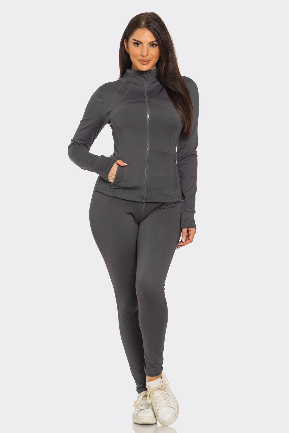 Julia by LoveJ - Wholesale Activewear Set - Women's - Front Zip Up Jacket And Leggings Set5
