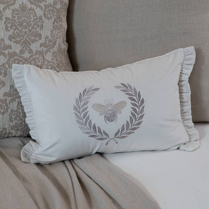 Bumble Bee Velvet Décor Pillow for wholesale by Arte Italica & Crown Linen Designs