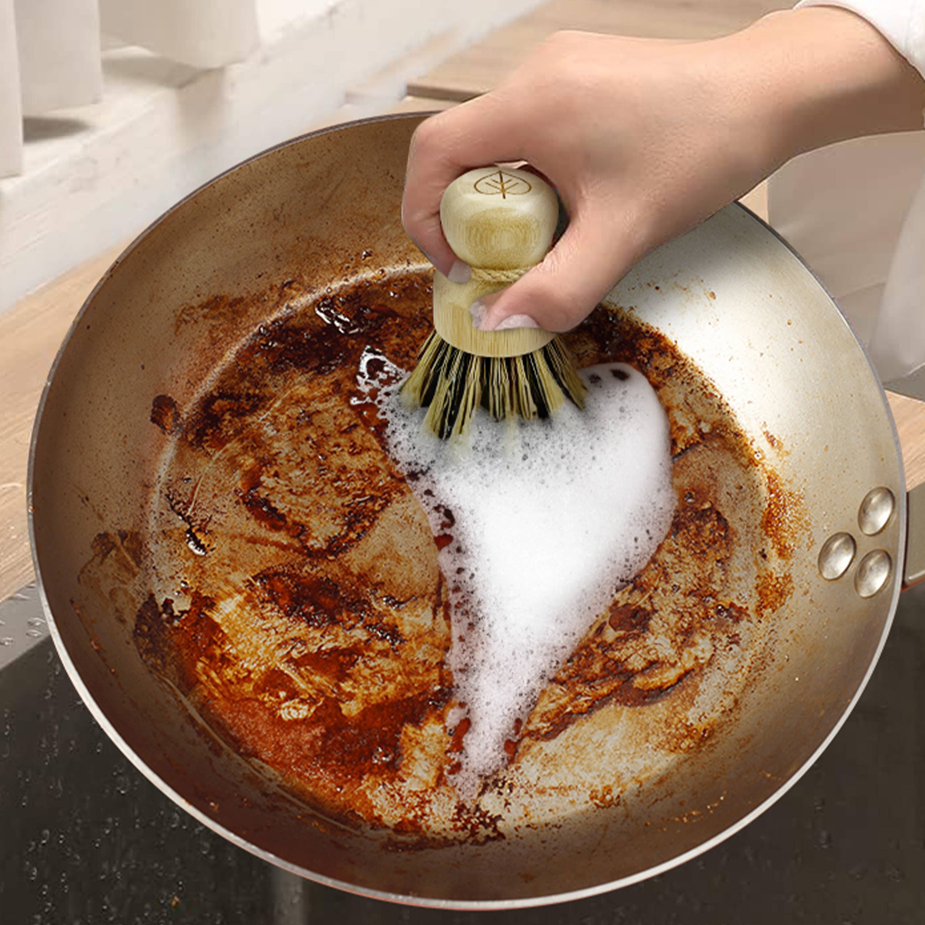 AIRNEX - Wholesale Cleaning Brush - Natural Cleaning Dish Brush Coconut - 1 Pack Bamboo Brush1