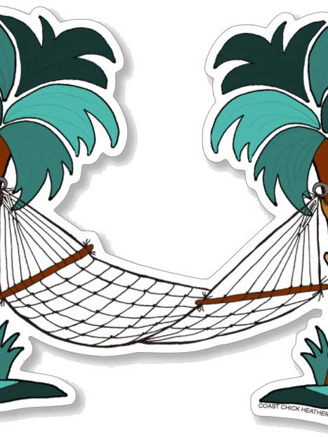 Hammock Under the Palms Waterproof Sticker for wholesale by Coast Chick Heather Jordan