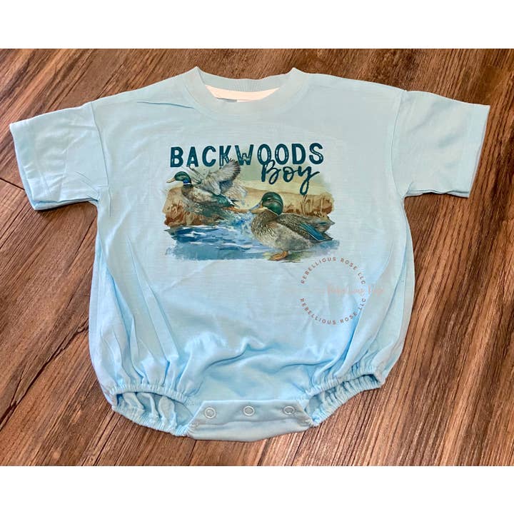 Rebellious Rose LLC - Wholesale Bodysuit (Non-Footed) - Baby - Backwoods Boy Baby Tshirt Bubble Romper