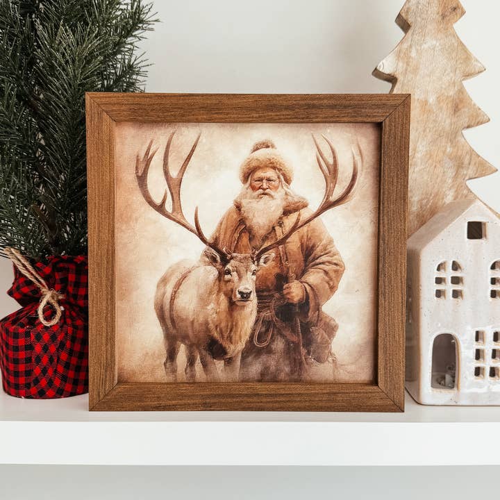Enseigne Père Noël & Rennes | Enseigne de Noël d'inspiration vintage pour la vente par Knotty Design Co.