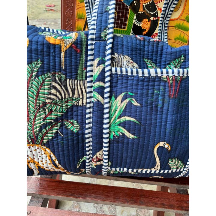 Bhawana Handicrafts - Wholesale Weekender Bag - Women's - Jungle Printed Duffle Bag Overnight Bags Large Quilted Bags
