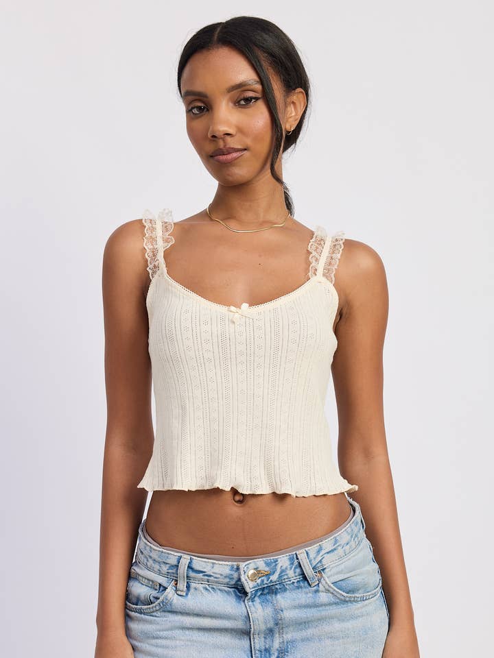 LACE DETAIL POINTELLE TALK for wholesale by Emory Park