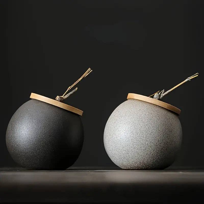 Huis Van Merken - Wholesale Canister - Ceramic Tea Canister with Wood Lid – Large Vintage Storage Jar Gift0