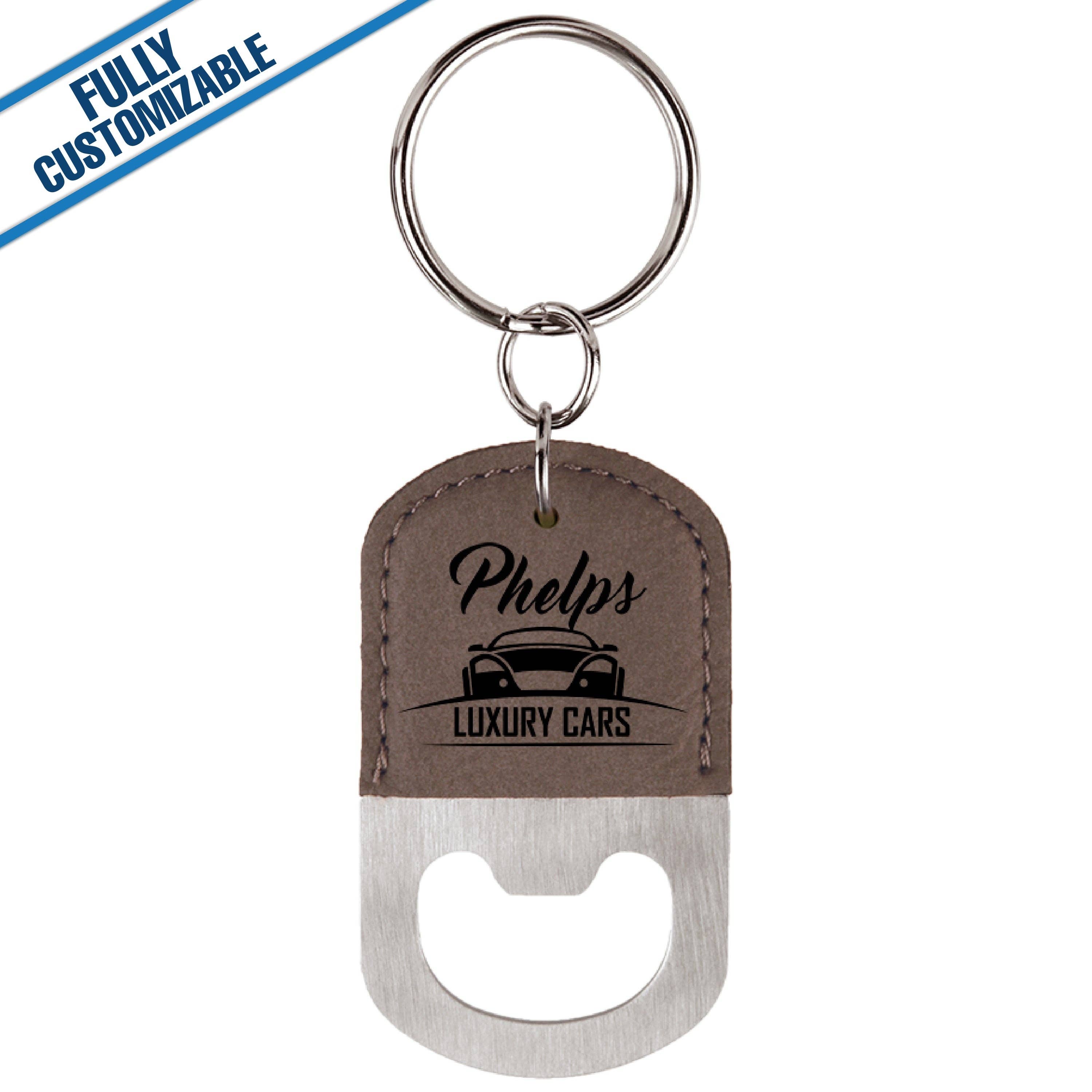 GiftWorksPlus - Wholesale Keychain - Unisex - Leatherette Oval Bottle Opener Keychain - Fully Customizable4
