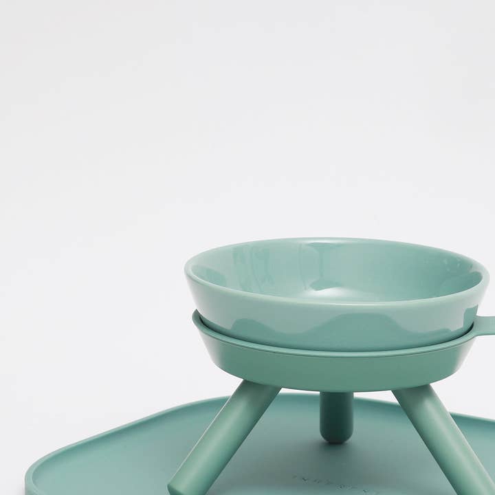 Pets So Good - Wholesale Pet Bowl - Cat/Dog - Oreo Elevated Pet Feeder Table . Jade Green . Short5