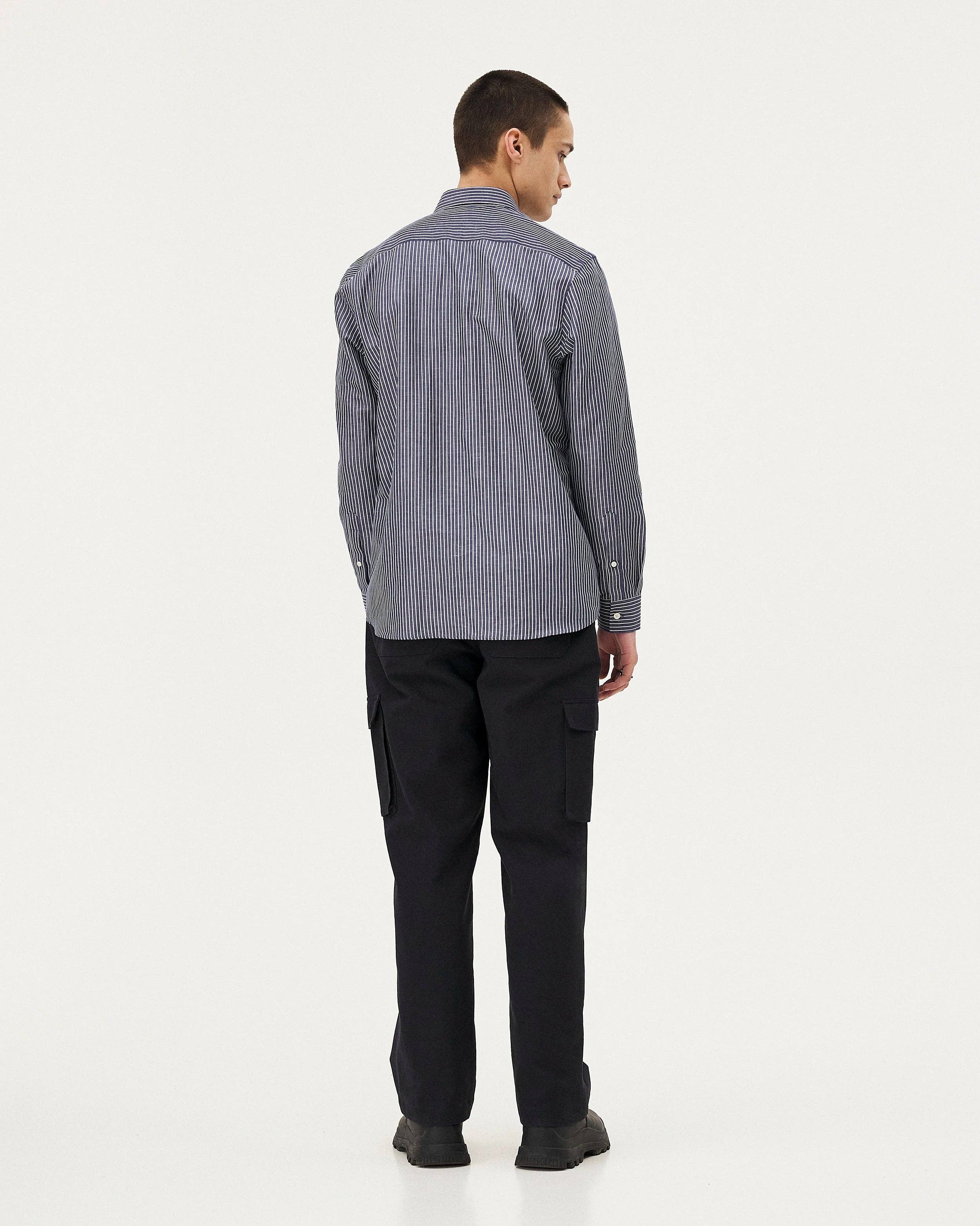 NOYOCO - Vendita all'ingrosso Camicia button down - Uomo - Camicia Curtis a righe blu3