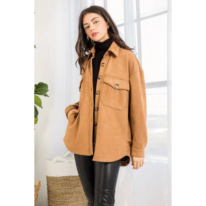 Jacke aus Veloursleder mit Knöpfen für den Großhandel von THML