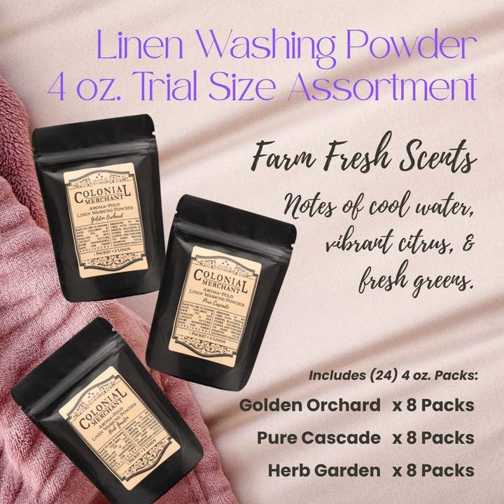 Colonial Merchant - Wholesale Laundry Detergent Powder/Pods - FRESH SCENT ASSORTMENT - 4 oz. Laundry Powder Trial Size1
