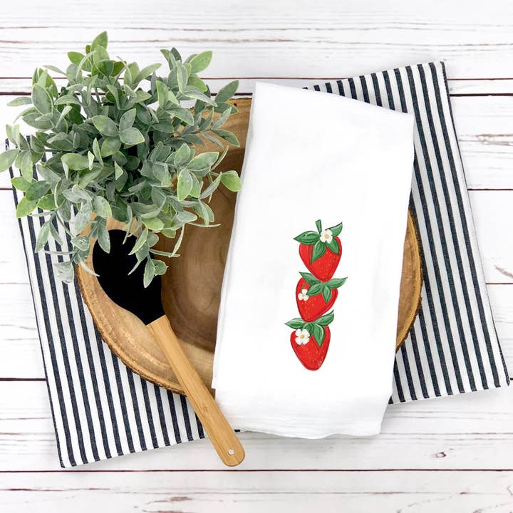 Strawberry Stack Tea Towel - Art by JBell for wholesale by Studio 29 Eleven