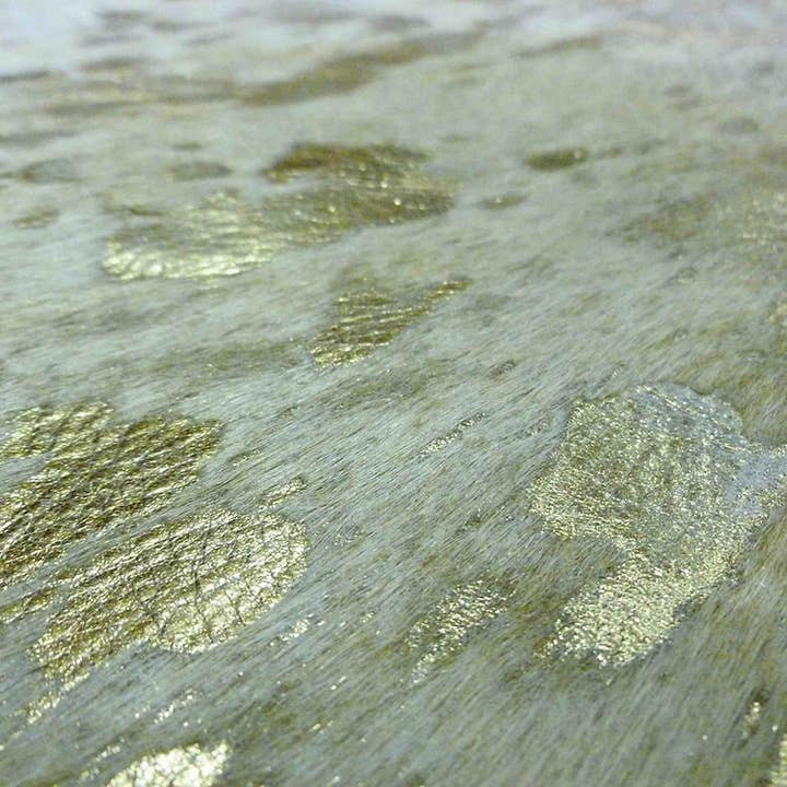 Chesterfield Leather - Wholesale Area Rug - Gold Metallic On White Cowhide1