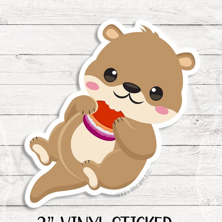 Lesbian Otter Macaron Sticker | 3" Matte Sticker | LGBTQIA+ Pride Sticker | Weatherproof | For Laptop, Tumbler, Water Bottle & More! for wholesale by Sticky Pineapple Co