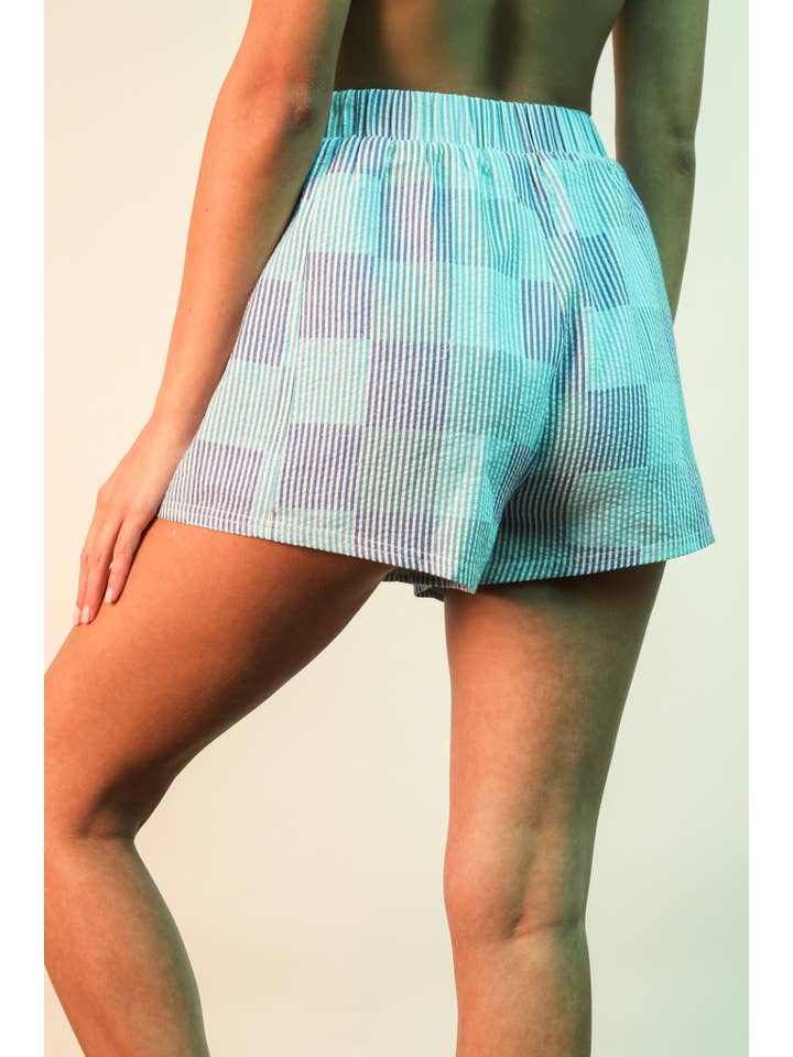 VERY J - Wholesale Lounge Shorts - Women's - NP70735-Striped & Checker Boxer Shorts