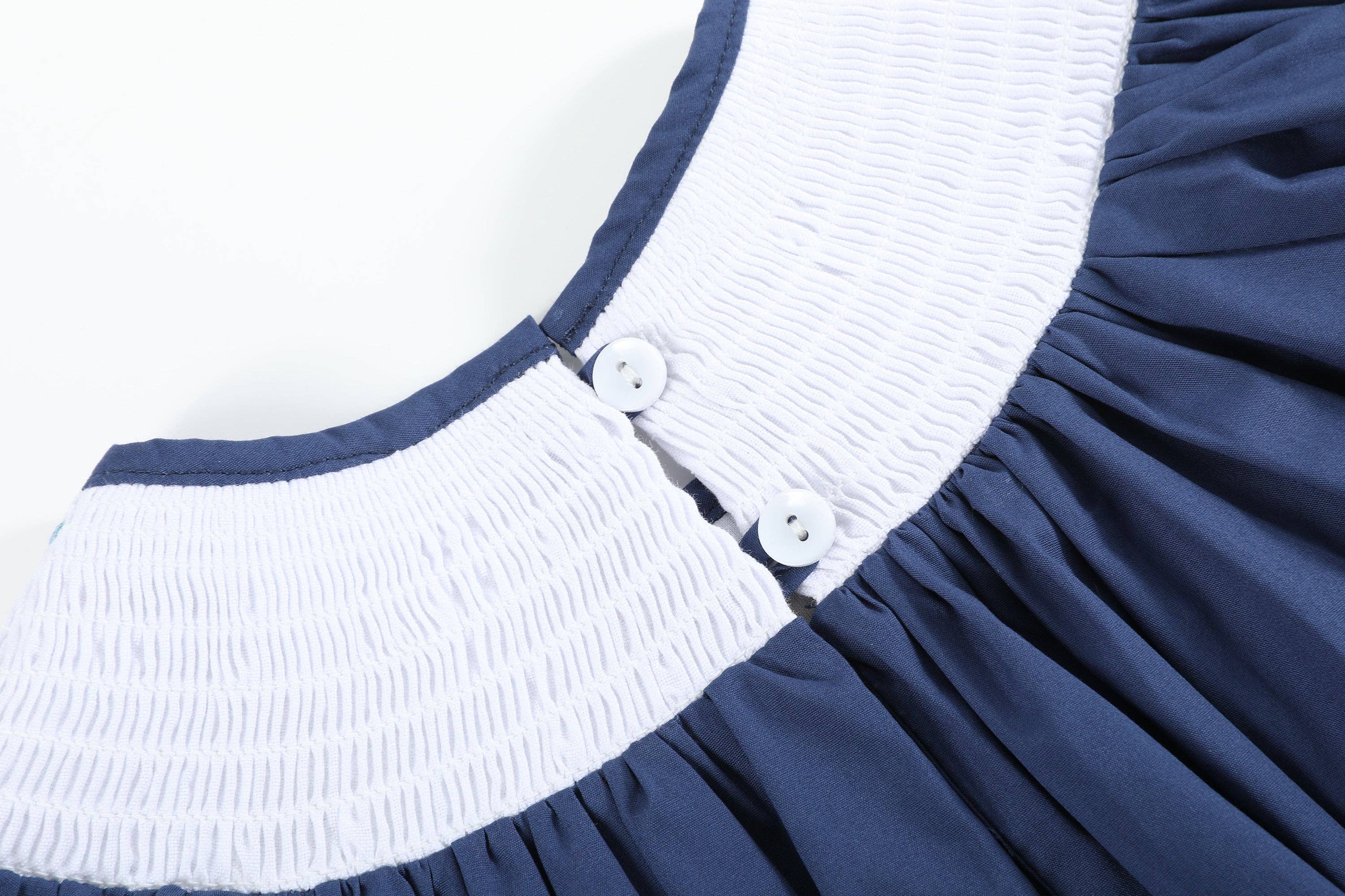 Lil Cactus - Wholesale Dress - Kids - Dark Blue Nativity Smocked Bishop Dress5