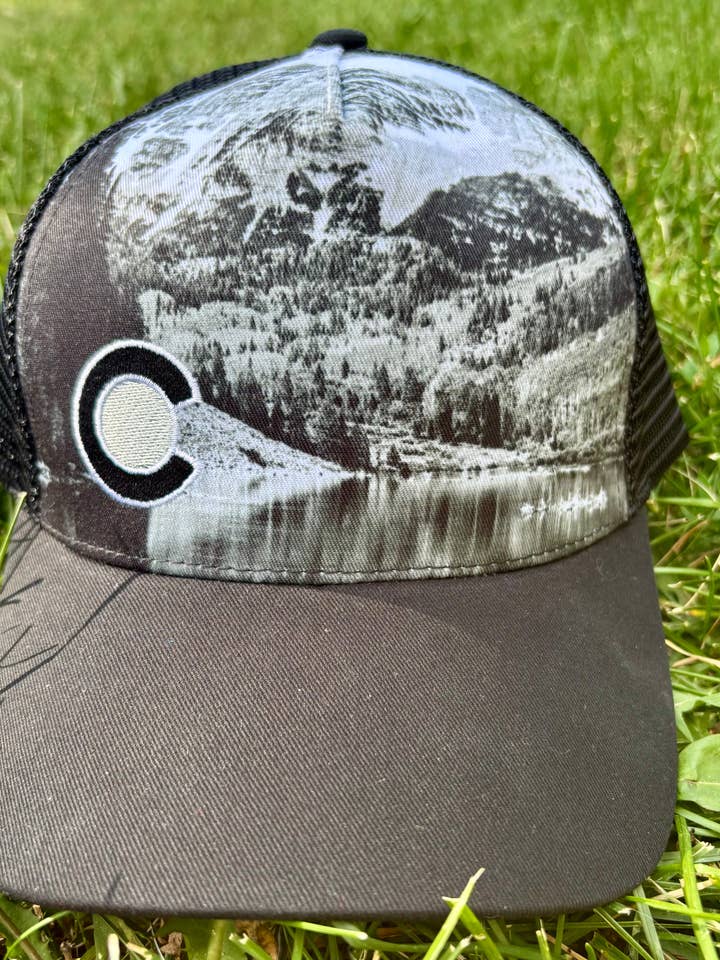 Maroon Bells Snapback Trucker Hat for wholesale by Colorado Threads